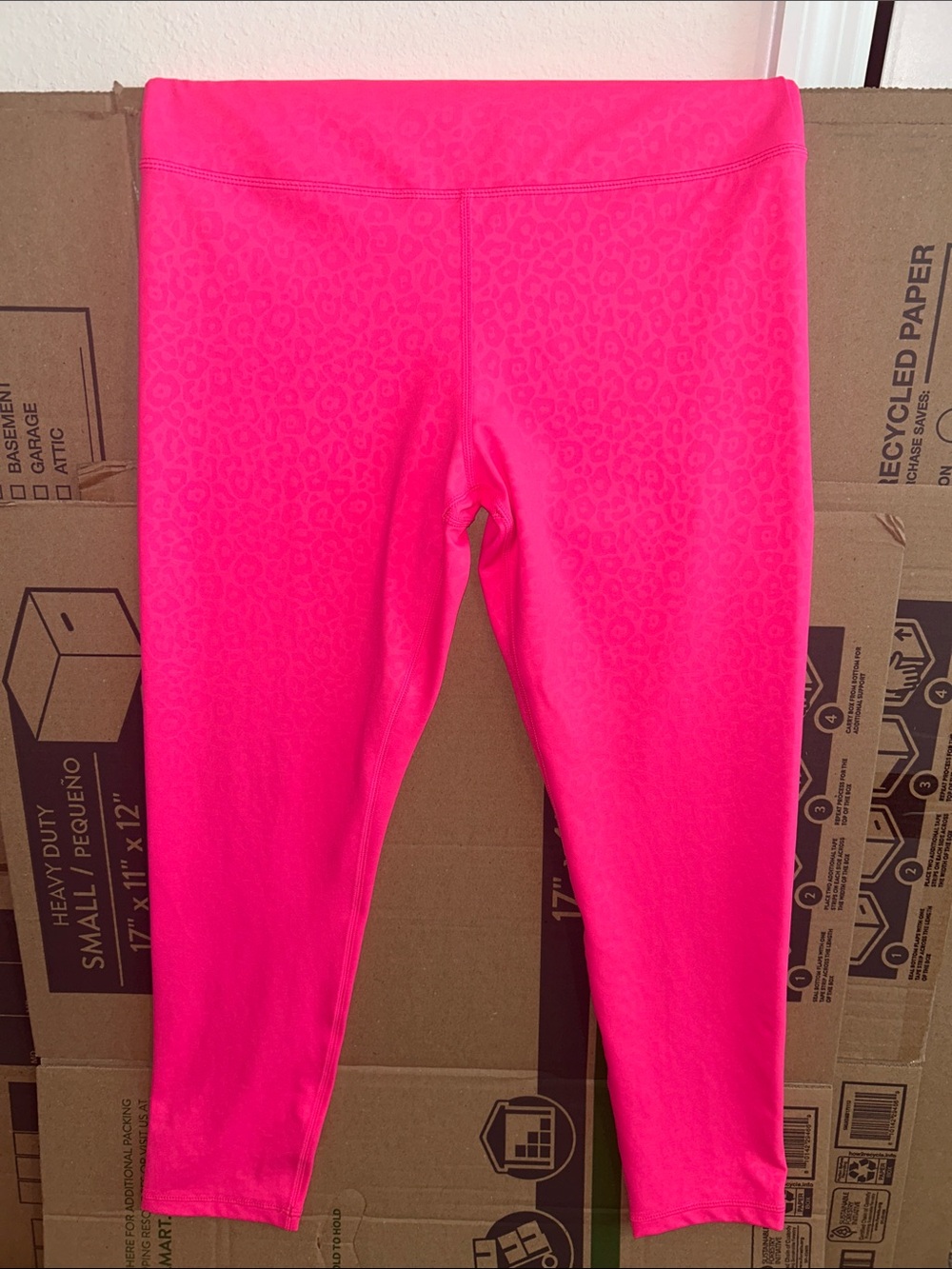 Pink Leopard-Print Active Leggings Workout Tights